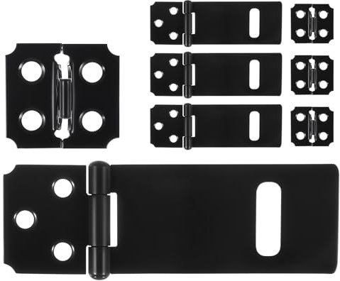 Piriuuo 4 unidades de candado Haspe, de acero inoxidable, negro, cerrojo de cerradura para puerta de madera, jaula para mascotas, armario, ventana, jardín, patio