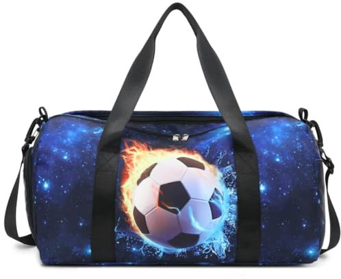 LOIDOU Sporttasche Reisetasche Frauen Mädchen Jungen Sporttasche mit großem Schuhfach Nassfach Sport Reisetasche Trainingstasche Schwimmtasche für Reise Gym Yoga (Fußball)