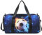 LOIDOU Sporttasche Reisetasche Frauen Mädchen Jungen Sporttasche mit großem Schuhfach Nassfach Sport Reisetasche Trainingstasche Schwimmtasche für Reise Gym Yoga (Fußball)