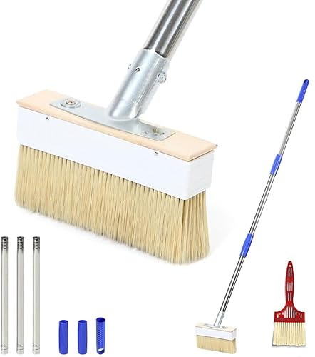 150cm Flächenstreicher Pinsel mit Teleskopstange, Flachpinsel Lasurpinsel Set, Terrassen Pinsel, Terrassenstreichbürste, für Wände, Decken, Schränke,Türen Schuppen und Zaun