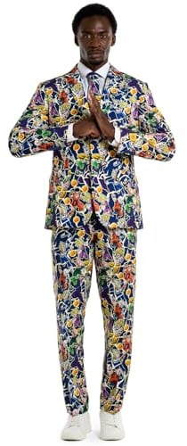 OppoSuits Men's Themaparty Anzug - Comic Con, Themenpartys, Anime Anzug - Slim Fit - Multicolor - Inklusive Blazer, Hose und Krawatte