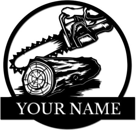 Personalized Woodworker Metal Sign, Custom Chainsaw & Saw Blade Wall Art, Rustic Lumberjack Decor, Carpenter Gift, Man Cave or Workshop Plaque (Style-2)