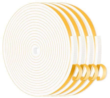 Draft Excluder Tape,High Density CR,White,6mm x 3mm x 16M | Draught Excluder for Doors,Strong Adhesive, Lightproof, Soundproof,Seal Strip for Door Frame,Window Frame,Sliding Door