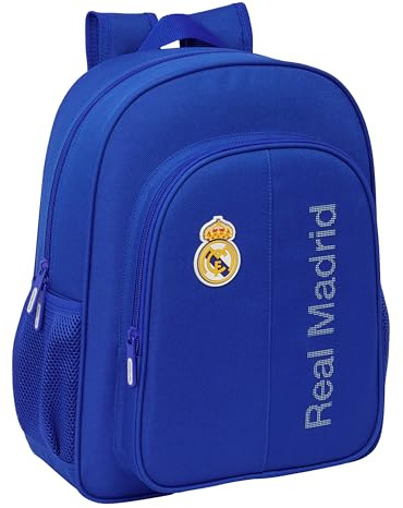 Real Madrid Schulrucksack für Kinder, anpassbar an Kinderwagen, ideal für Kinder im Schulalter, bequem und vielseitig, Qualität und Widerstandsfähigkeit, 32 x 12 x 38 cm