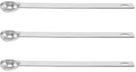 IWOWHERO 3pcs Flat Teaspoon Stainless Steel Measuring Spoon Mini Scoop for Cooking Tea Spices Fish Food Baking