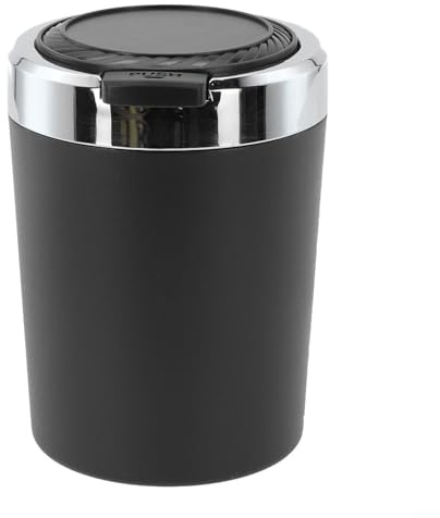 Tidevib Car Ash Tray with LED Light, Portable Smokeless Aluminum Cup Holder with Lid, Easy Clean Liner for Vehicles, Black(Slivery)