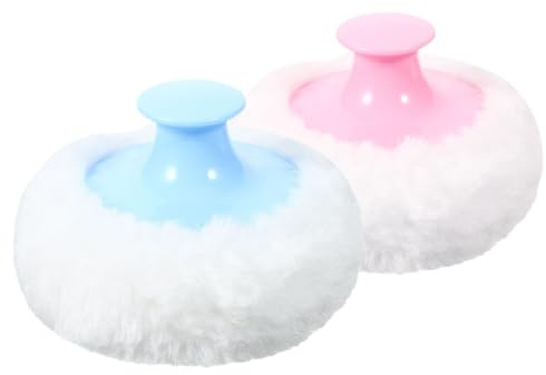 PAMINGONO 2 Stück Flauschige Applikatorpuffs aus Plüsch 8cm für Babypflege mit Weichem Material und Einfache Reinigung zur Sanften Anwendung von Babypuder