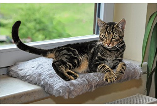 Silvio Design Katzen-Fensterliege Jacquard Plüsch grau