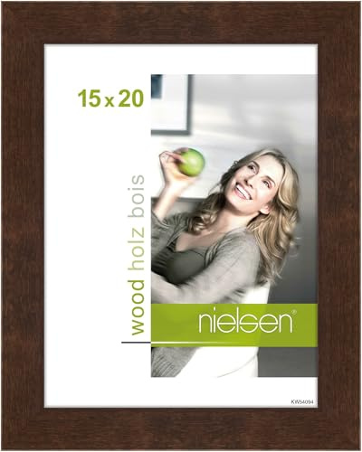 nielsen Holz Bilderrahmen Essential, 15 x 20 cm, Dunkelbraun | Holz Fotorahmen im Hoch- & Querformat zum Auftstellen und Aufhängen Dunkelbraun matt Echtglas