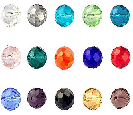LolliBeads (TM) Wholesale Mix Lot 8 mm Briolette Faceted Rondelle Crystal Glass Beads for Jewelry Making with Container Box (450pcs)