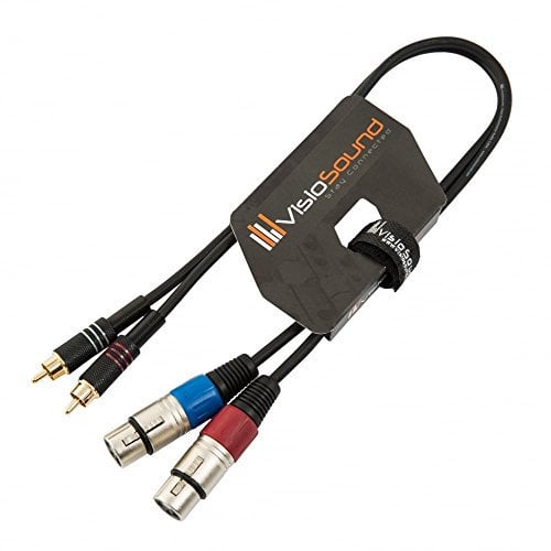 VisioSound 2 x Female XLR to 2 x RCA Gold Phono Plug Twin Lead/Audio Signal Patch Cable 0.5m
