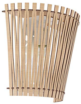 EGLO Wandlampe Sendero, Wandleuchte Boho, Wandleuchte innen aus Stahl und Holz in Ahorn, Wohnzimmerlampe Natur, Flurlampe in Nickel-Matt, E27 Fassung