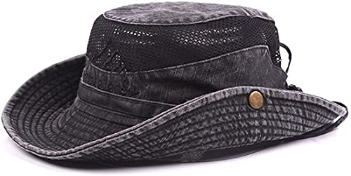 THENICE Unisex-Sonnenhut aus Baumwolle, für den Außenbereich, Fischer-Mesh-Boonie-Hut, S01-Schwarz