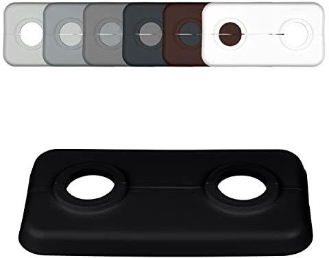 FUX 1 Pcs. Rosace radiateur, 12mm-21,3mm, rosace double pour tuyau de chauffage, cache tuyau plomberie, coffrage cache tuyau, cache trou, rosace 2 trous (21,3mm, noir intense RAL 9005)