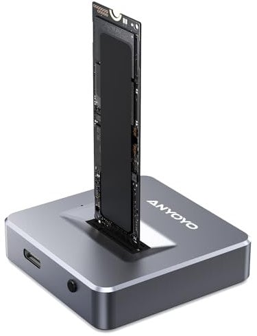 M.2 NVMe Docking Station, ANYOYO 10Gbps NVMe Dockingstation für M/B&M Key SSD, Werkzeuglos USB 3.2 Gen 2 NVMe Gehäuse USB C M.2 SSD Gehäuse für 2230 2242 2260 2280