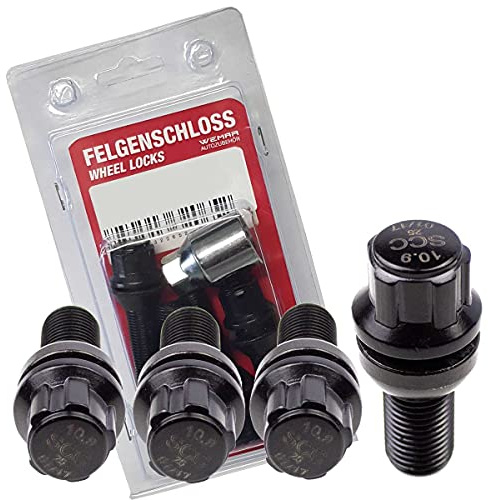 Felgenschloss Typ B schwarz - M12x1,5 - Kegel 60° - L: 26 mm - SW 17