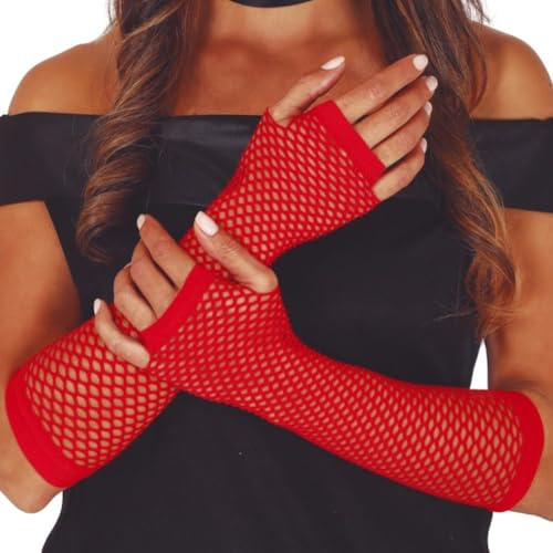 FIESTAS GUIRCA Rote Netzhandschuhe, 26 cm.