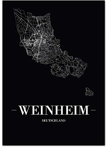 JUNIWORDS Stadtposter - Wähle Deine Stadt - Weinheim - 60 x 90 cm Poster - Schrift A - Schwarz