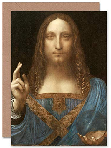 Artery8 Leonardo Da Vinci Gemälde Salvator Mundi Jesus Weihnachtskarte