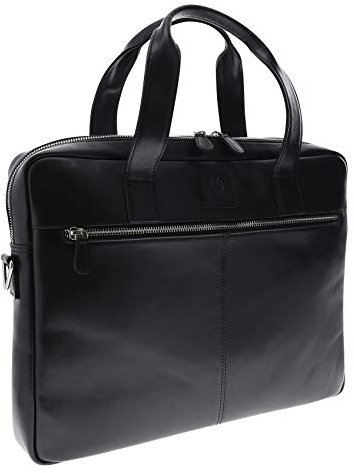 Exacompta 17437E Premium Laptop-Umhängetasche Exactive aus hochwertigem Leder mit vielen Innentaschen, passend für Laptops und Notebooks bis zu 15,6 ideal für Schule, Uni und Arbeit, schwarz