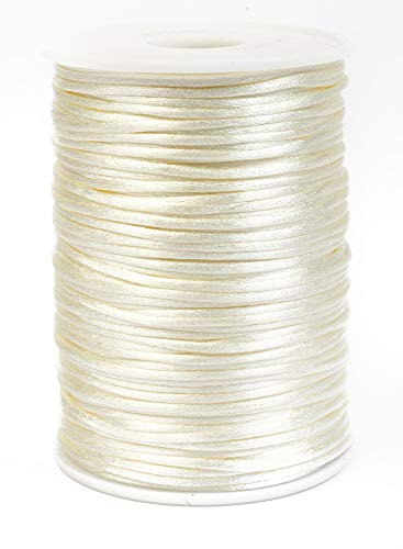 Jajasio Satinkordel 2mm, 10 Meter lang Schmuckschnur Creme, Schmuckkordel, Flechtkordel Satinschnur