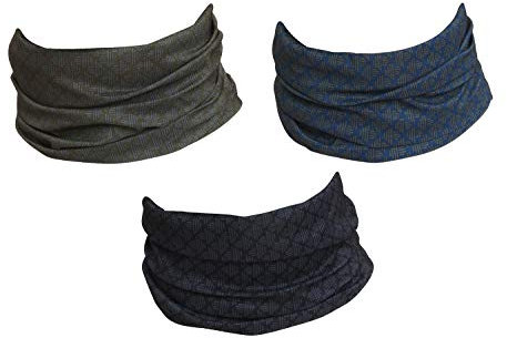 Hilltop 3 x Motorrad Multifunktionstuch, Schlauchtuch, Sport-Halstuch, Bandana / 3-er Set in aktuellen Designs, 3er Set:Black Blue Wallpaper