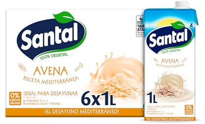 Bebida vegetal Santal Avena sin azúcar añadido brik 1L – Caja de 6 litros