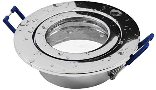 McShine - Einbaurahmen für Halogen und LED Strahler | DL-54 | rund, Clip-Verschluss, IP44, Chrom mit Frontglas Dichtungen