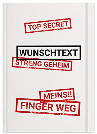 printplanet® - Notizbuch mit Name oder Text selbst gestalten - A4 Tagebuch personalisieren und bedrucken - Motiv: Top Secret