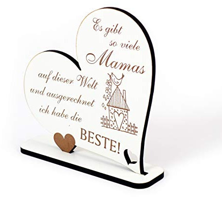 Dekolando Aufsteller Herz Schild Beste Mama Geschenkidee - Dekoschild zum Hinstellen - Geschenk für Muttertag Muttertagsgeschenk herzförmig - 15 x 15 cm