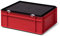 1a-TopStore Kunststoff-Stapelbox/Lagerbehälter, rot, mit schwarzem Verschlußdeckel, 400x300x156 mm (LxBxH), stabile Industrie-Ausführung!