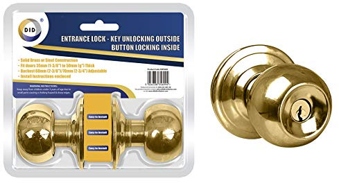 Gold Entrance Door Lock with Keys with Button and Handle Very Heavy Duty KNOB Made from Stainless Steel