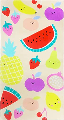 YIFONTIN Strandtuch für Kinder, Velours-Frottee-Überwurf, 100 % Baumwolle, 65 x 130 cm, für Schwimmen, Bad, Reisen, Camping und Picknick, Ananas-Wassermelone.