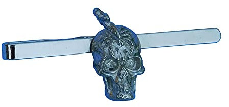 Pince à Cravate Tête de Mort, Pince à Cravate Crâne, Cadeaux Steampu, Scorpion, Faite Main en Étain, par William Sturt, des Étains de Jumilhac