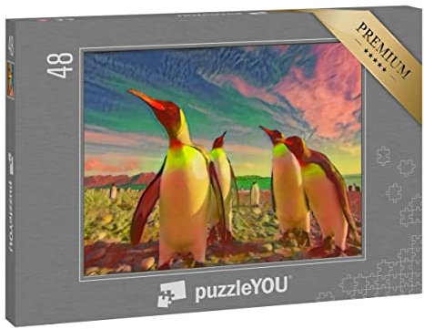 puzzleYOU: Puzzle 48 Teile „im Kunst-Stil von Franz Marc - Sommer in der Antarktis - Puzzle-Kollektion Künstler & Gemälde“