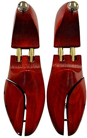 Shoe String 1 Pair Beechwood Shoe Trees with 2 Springs and Stainless Fixings - Medium Size Red Colour Varnished Hard Wood Shoe Tree