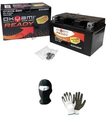 COMPATIBILE CON YAMAHA MT07 (RM041) 700 2015 BATTERIA GIA' PRONTA CARICA SIGILLATA OKYAMI OTZ10S-BSR BATTERIE ATTIVE 8,6 AH AMPERE 12 VOLT 150X87X93 MM