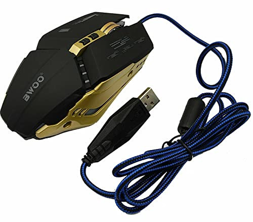 bwoo Mouse Ottico con Cavo USB per Gaming Giochi PC Backlight LED 3200DPI Metal X10