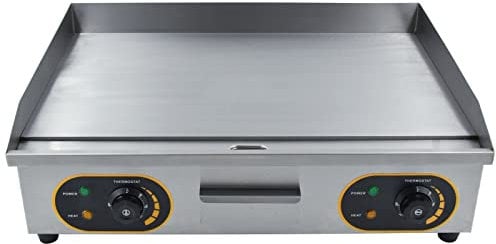 Commercial Electric Griddle,66cm Electric Countertop Flat Top Griddle,1750W x 2 Teppanyaki Stainless Steel Grill with Dual Temperature Control 50-300