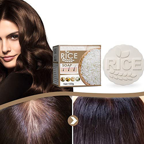 2022 Neue Rice Haar Shampoo Bar,Hair Growth Soap,Reis-Shampoo Hair Nutrition Essences Soap für trockenes geschädigtes Haar für Damen Herren (1PCS)