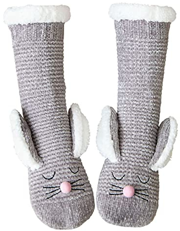 ZAKASA Kuschelsocken Für Damen mit Anti Rutsch Sohle, Warme Hausschuhe Weihnachten Socken Wintersocken, Frauen Mädchen Stoppersocken Hüttensocken