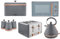 TOWER Cavaletto Grey & Rose Gold Kitchen Set of 7 Including Pyramid Kettle, 4 Slice Toaster, Microwave, Bread Bin & 3 Canisters. Contemporary Matching Kitchen Set in Grey & Rose Gold