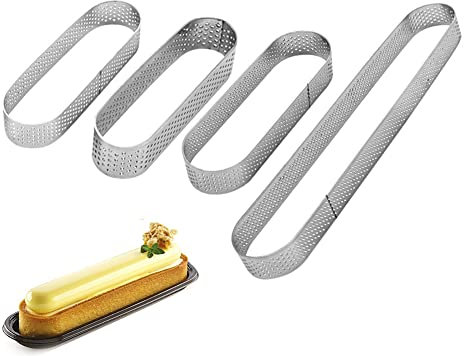 Verstellbar Kuchenring Set,4 STK Tortenring Verstellbar Edelstahl Tortenform,Backrahmen Oval,Edelstahl Dessertringe Set,Tortenschneider Höhenverstellbar, Klein Speiseringe Für Kochen Backen Mousse