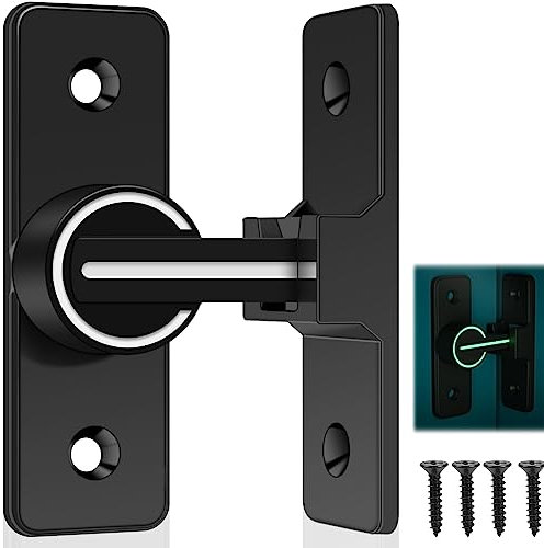 GiReich Verrou Serrure de Fermeture Porte Interieure Coulissante de Lumineux, 90° Loquet de Crochet a Porte Bascule, Boulon de Verrouillage de Boucle Moraillon Antivol, pour Porte, Fenêtre