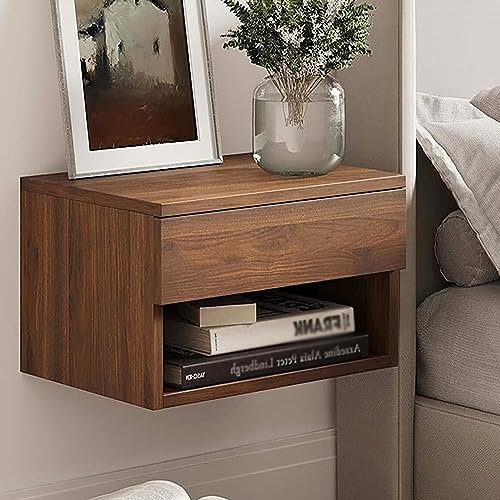 ZDMZR Wall Mounted Nightstand, Modern Floating Bedside Nightstand with Drawer, Side Tables Bedroom (Color : A)