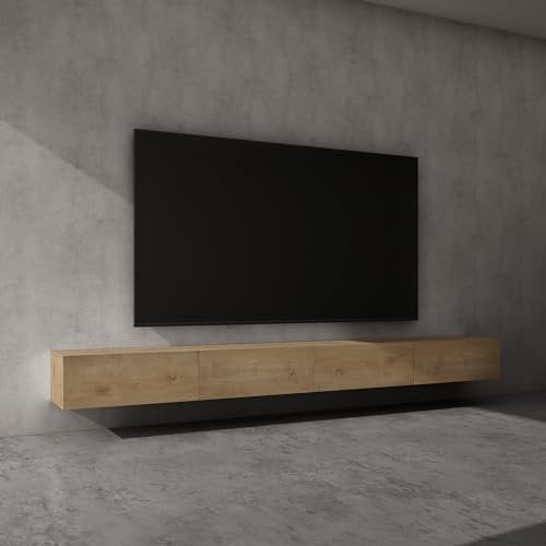 doporro TV Lowboard hängend Fernsehschrank Wohnzimmer | TV-Schrank hängend Fernsehtisch Fernsehschrank Hängeschrank 320cm