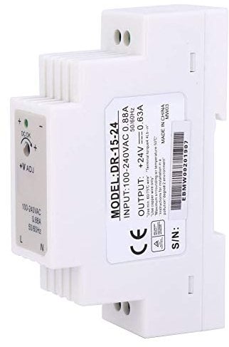 Dioche Din Rail Power Supply, DR-15-24 DIN Rail Single Output Switching Power Supply 15W 24V 0.63A for Control Cabinet, Industrial Control Equipment