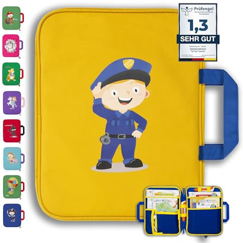 GRINSEZWERGE Tasche für TipToi Bücher Plus TipToi Stift und Zubehör – 10 Motive | passend auch für Kinder Tablet und Edurino Figuren | Tip TOI Starterset Buch Aufbewahrung Hülle - Polizist