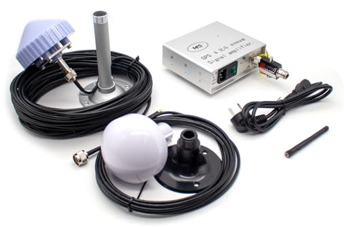 LeTkingok Amplificador GPS de Doble Frecuencia, Transpondedor de Señal GPS+BD Potenciador GPS con Antena Receptora de 25m Antena Transmisora ​​interior de 5m