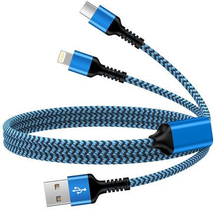 Multi Ladekabel, [1.2M] 2 in 1 Universal Schnellladekabel, USB auf Lightning für iPhone 14/13/12/11, USB C für iPhone 16/15, Samsung Galaxy S25/S24/S23/S22/A16/A15/A55/A54